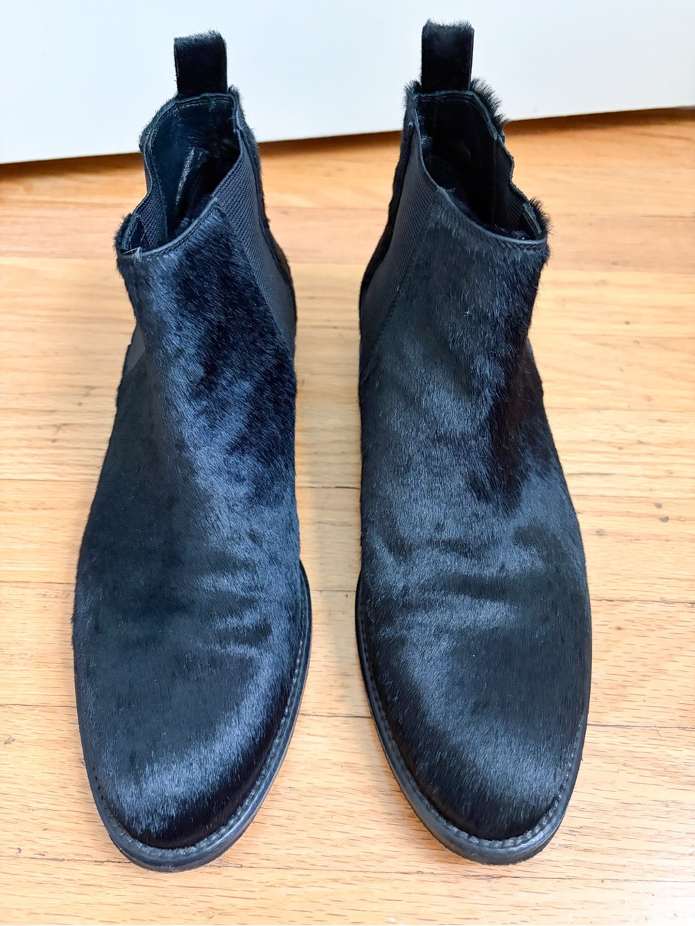 Jenni Kayne Black Calf Hair Chelsea Ankle Boots